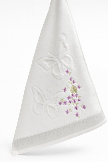 Özdilek Jasmin Velvet White 100% Cotton Soft Patterned Towel 50×90