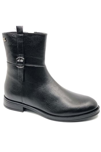 Venüs Harmany Genuine Leather Flat Non-Slip Sole Orthopedic Women's Boots Black