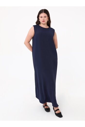 ALİA Plus Size Sleeveless Aerobin Dress - Navy Blue -
