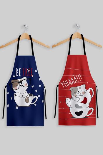 AYSHOME Ays Home Free Cat 2-Piece Kitchen Apron Set (60 cmx70 cm)