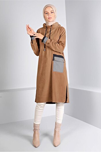 Alvina Houndstooth Patterned Tunic with Pocket 43283
