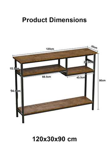 AGD Console Table with 4-Tier Storage Shelves, Entryway Side Table 120*30*90cm