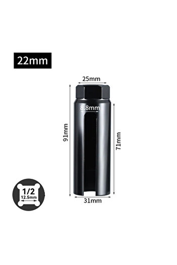 Choice 22mm-8.8mm Oxygen Sensor Sleeve European-style 22mm 1/2" Cxygen Sensing Drive Socket Wrench Car Tool