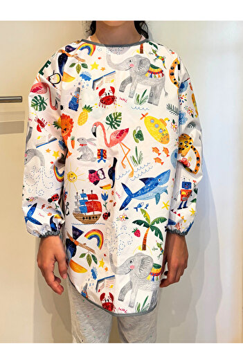 yorni 7-11 Years Old Jungle, Liquid-Proof, Extra Large Fit, Long Sleeve Children's Activity Painting Apron