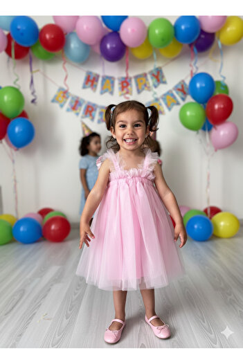 Serackids Kız Bebek Çocuk Kanatlı Doğum Günü Parti Düğün Özel Gün Tüllü Tütü Astarlı Prenses Yılbaşı Elbise