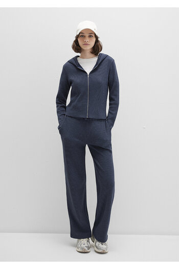 Mavi Zippered Textured Navy Blue Sweatshirt 1613383-32184