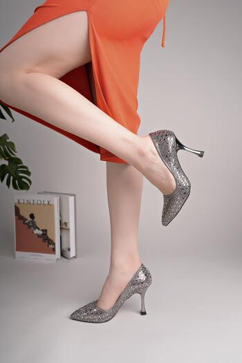 Nesil Shoes Γυναικείο στιλέτο Ozma 500 Platinum Stone με τακούνι