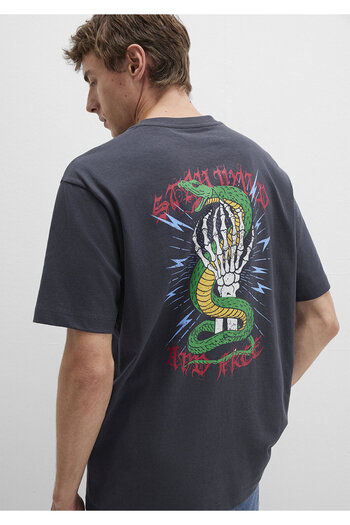 Mavi Back Printed Anthracite T-Shirt Loose Fit / Loose Relaxed Fit 0612929-80106