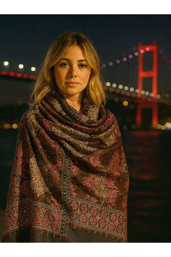 fiore fashion Marino Shawl 85% Cashmere Embroidered Scarf Marino Cashmere