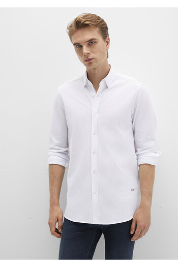 Mavi Men's White M0211660-620 Honeycomb Fabric Shirt