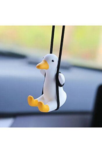 Choice shou-Duck 1PC Gypsum Cute Anime Car Accessory Swing Duck Pendant Auto Rearview Mirror Ornaments Birt