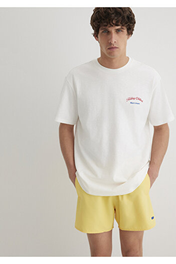 Mavi Feeling Chilled Printed Ecru T-Shirt Loose Fit / Loose Relaxed Cut 0612666-70057