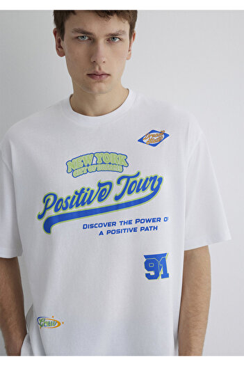Mavi Printed White T-Shirt Relaxed Fit / Relaxed Cut 0612814-620