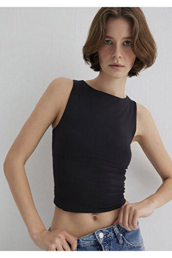Mavi Boat Neck Black Polyamide Ball Fitted / Body Fitted Cut 1613497-900