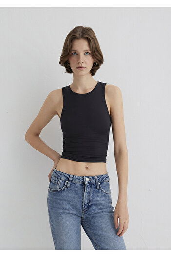 Mavi Halter Neck Black Polyamide Tank Top Fitted / Fitted Cut 1613499-900