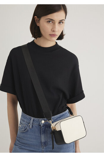 Mavi White Crossbody Bag with Black Strap 1910084-70055