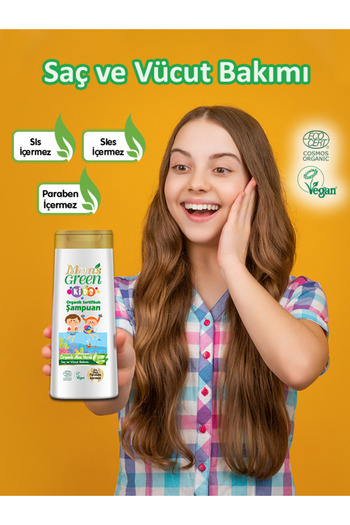 Mom's Green 2'li Set Kids Organik Aloeveralı Çocuk Şampuanı + Doğal Argan Yağlı Şampuan 400ml X 2 Adet