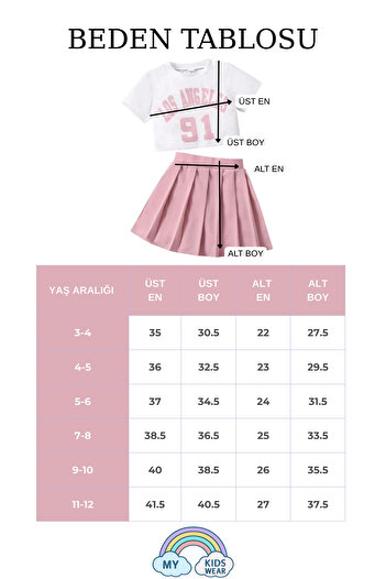 My Kids Wear Pleated Skirt Printed Girl's Suit