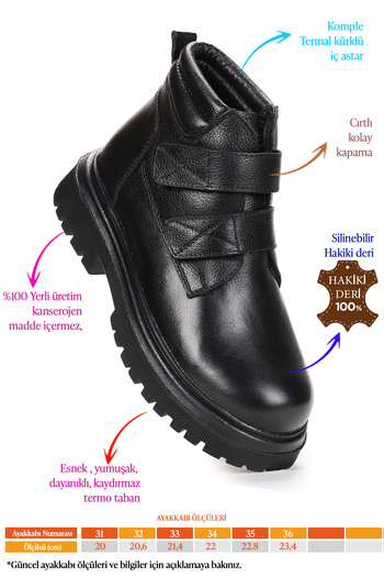 Kiko Kids Teze 100% Leather Velcro Boys' Boots Shoes