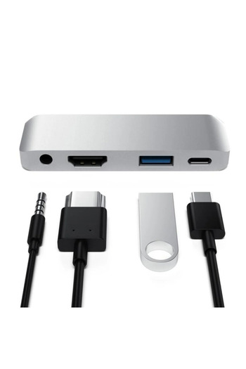 fulina USB Adapter with 3.5mm Headphone Jack USB 3.0 and PD Charging for Laptops Silver