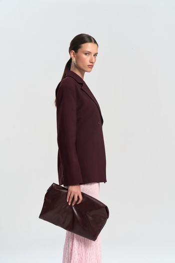 MAI STUDIOS CO. Allegany Bordo Bel Oturmalı Blazer