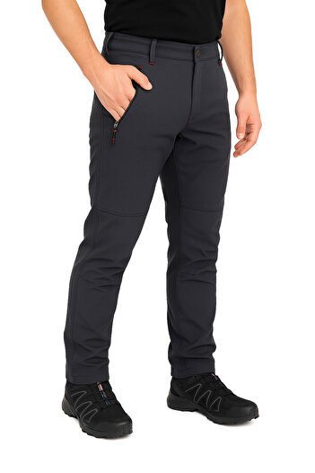 Ysf WorkWear İş Market Softshell Anthracite Smoked Outdoor Pants – Water and Wind Resistant, Fleece Lined, Winter Season