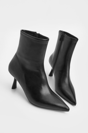 Marjin Dámské kozačky na podpatku Pointed Toe Goblet Heel Daily Classic Boots Tepon black