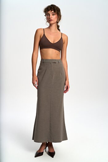 MAİ COLLECTİON Bruno Striped Smoked Skirt
