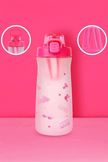 Miniso Barbie Pipetli Kapaklı Plastik Şişe - Pembe