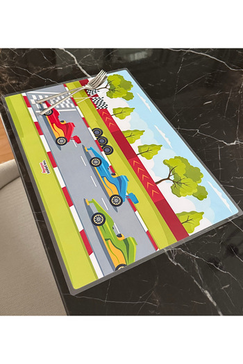 The Grade American Service Set of 2 Racing Car Themed Children's American Service Tableware and Home Decoration Dinner Mat