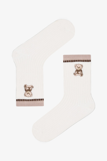 Penti 2 Pairs of Bear Embroidered and Striped Socks