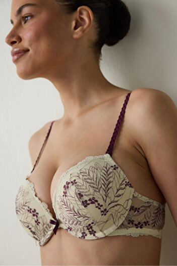 Penti Beige Wow Floral Lace Push up Bra