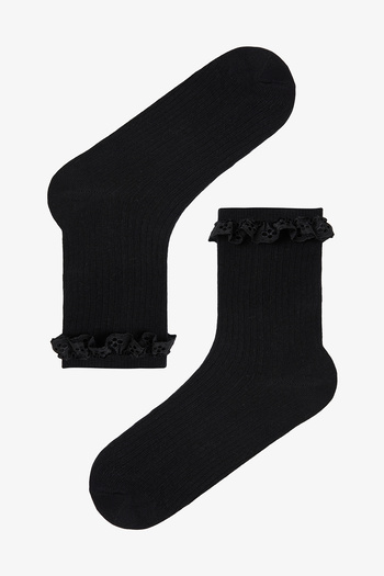 Penti 2 Pairs of Cotton Lace Ruffle Socks