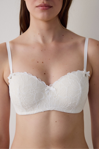 Penti Off White Lotus Lace Underwire Unpadded Strapless Bra