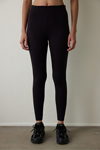 Penti Black High Waist Detailed Slim Fit Leggings