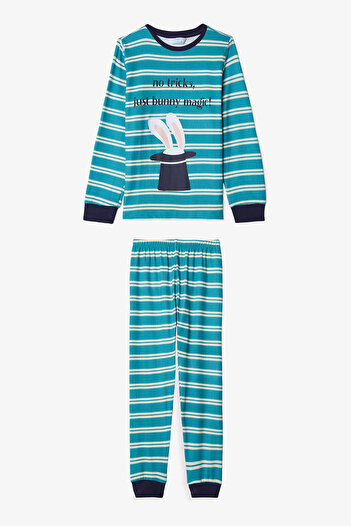 Penti Off-White Boys' Magic Striped Pajama Set
