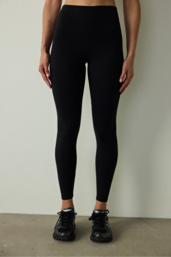 Penti Black High Waist Cotton Modal Blended Slim Fit Sports Leggings
