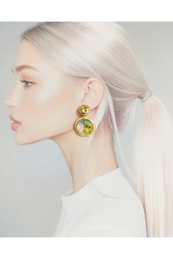POKAK Vintage Enamel Dangle Flower Pearl Earrings
