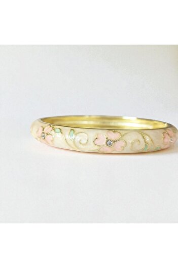 POKAK Colorful Enamel Pearlescent Stone Handcuff Bracelet