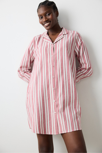 Penti Aria Striped Red Shirt Dress Nightgown
