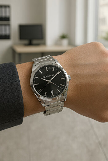 LOOQ Supleon Steel Cord Calendar Men's Wristwatch