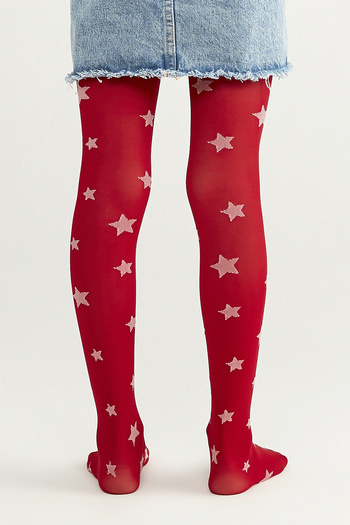 Penti Red Girl's Star Pantyhose
