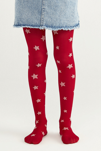 Penti Red Girl's Star Pantyhose