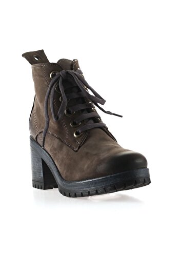 Bueno Shoes Γκρι γκρι γυναικείες μπότες με τακούνι Nubuck 01wr6904