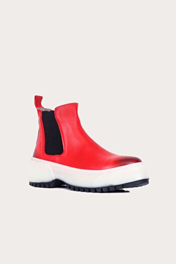BUENO Shoes Red Leather Women's Sports Boots 01Wr4701