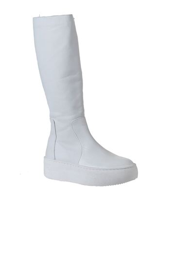 Bueno Shoes Λευκές δερμάτινες γυναικείες μπότες με τακούνι 01wv5508