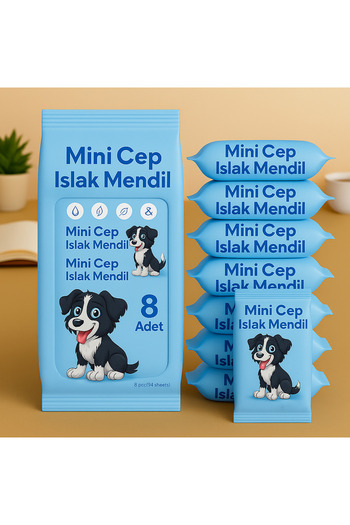 ANI OFİS KIRTASİYE A K 1 Paket Mini Cep Islak Mendil 8'li Paket | Aloe Veralı | Alkol İçermez | Yumuşak Dokulu
