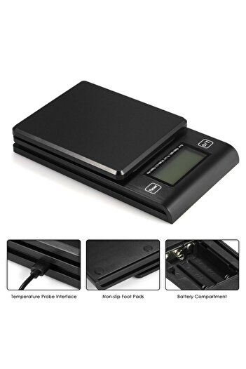 COOYA 2000g/1g Digital Coffee Scale Multifunction with Timer Temperature Probe LCD Display multicolour