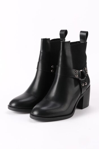 Mio Gusto Jeanne Buckle Black Elastic Women's Boots