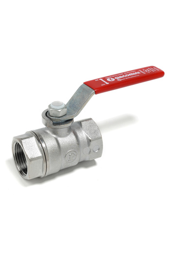 GIACOMINI ball valve R250X011, 4", FI, steel lever with red PVC, PN28 bar, chrome-plated brass